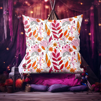 Alyssa Mae Hand plockade Rosa och Orange Foliage Kudde
