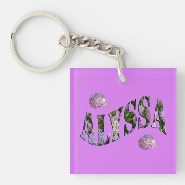Alyssa, Namn Logotyp tillverkad med Hydrangeas, (Framsidan)