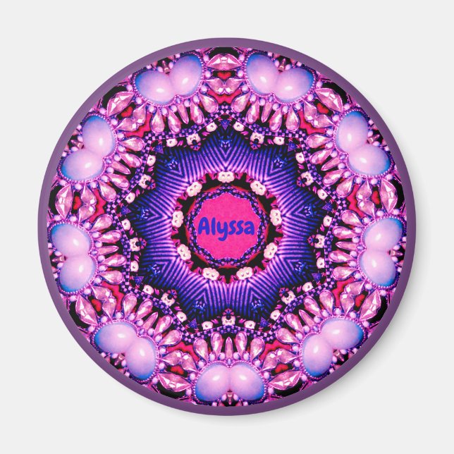 ALYSSA ~ Personlig Gems Mönster Fractal ~ Magnet (Framsidan)