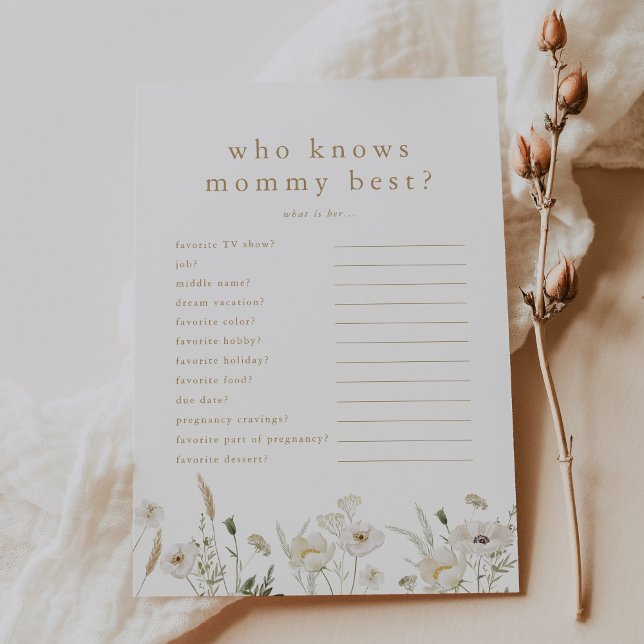 ALYSSA som känner till Mamma Best Baby Shower Game Inbjudningar (ALYSSA Who Knows Mommy Best Baby Shower Game Card)