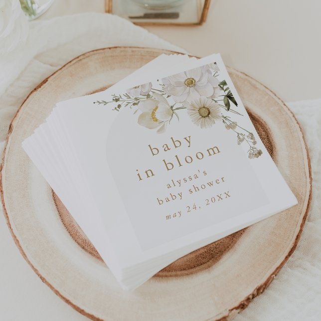 ALYSSA Wildblomma Blommigt Baby in Bloom Baby Show Pappersservett (ALYSSA Wildflower Floral Baby In Bloom Baby Shower Napkins)
