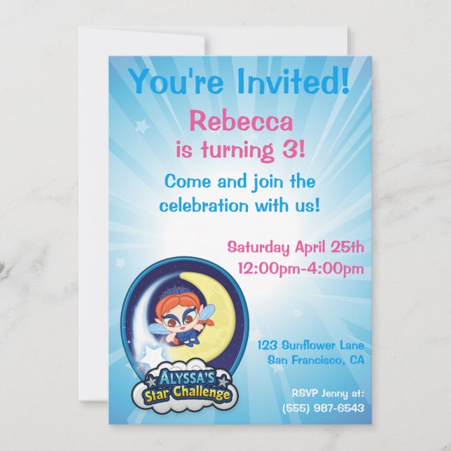 Alyssas stjärnautmaning inbjudningar (Framsida)