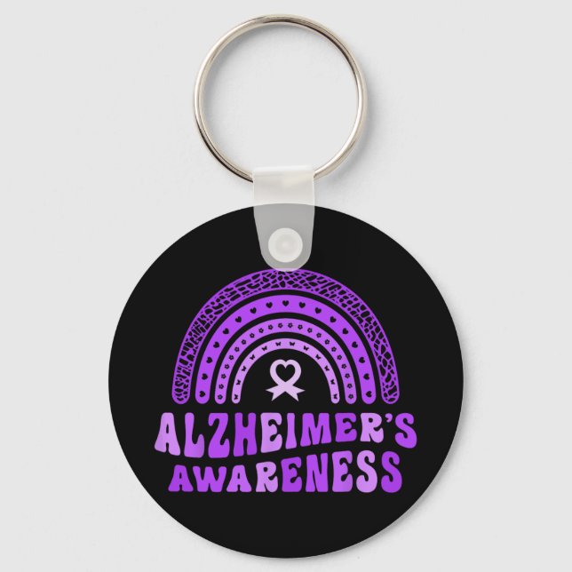Alzheimer's Awareness Cute Lila Elephant Rai Nyckelring (Framsida)