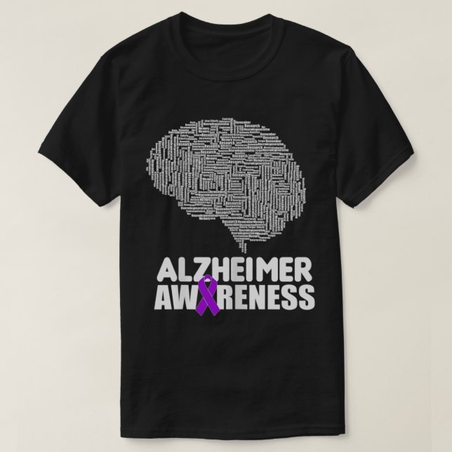 Alzheimer Awareness Lila Ribbon Support Walk T Shirt (Design framsida)