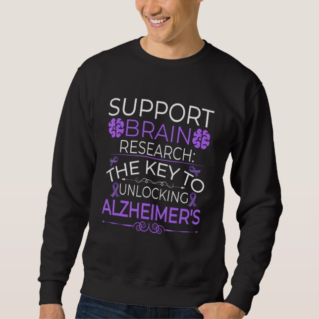 Alzheimer Brain Injury Design Purple Alzheimers Aw Lång Ärmad Tröja (Framsida)