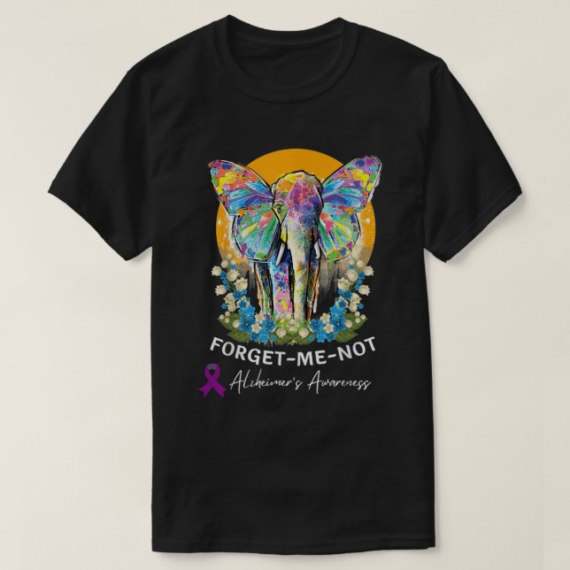Alzheimer Elephant Glöm mig - inte Alzheimer Aware T Shirt (Design framsida)