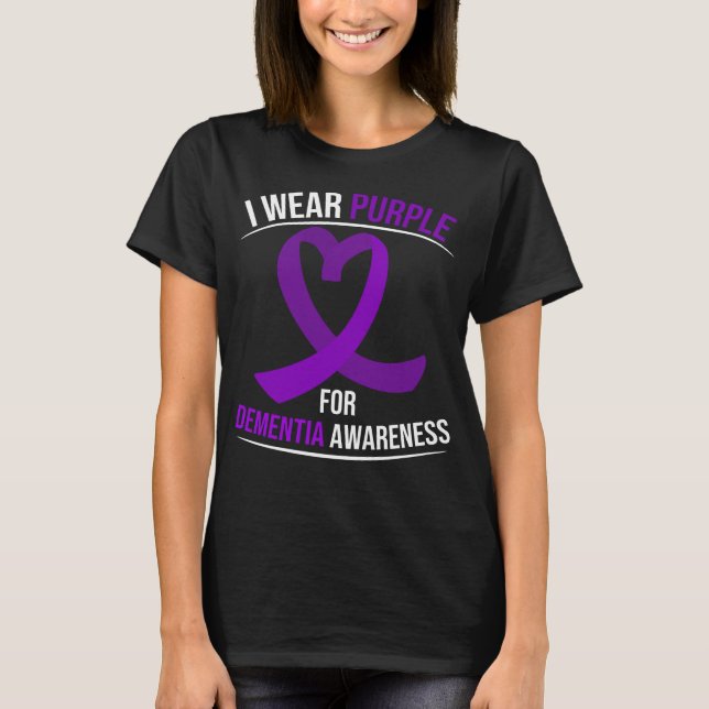 Alzheimer I bära lila för demensmedvetenhet T Shirt (Framsida)