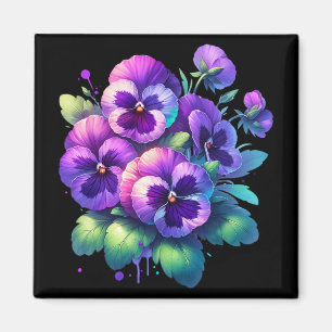 Alzheimer Lila Blommigt Pansy Dementia Alzheimer&# Magnet