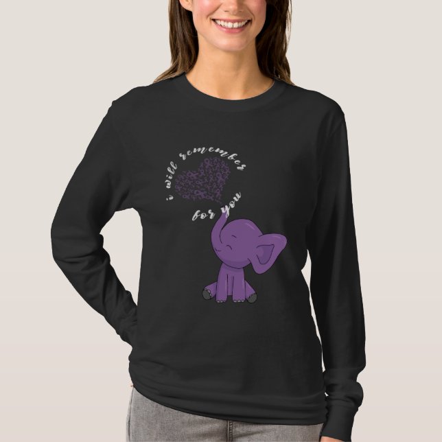 Alzheimer Monat I Endalz Purple Bow Elephant  1 T Shirt (Framsida)
