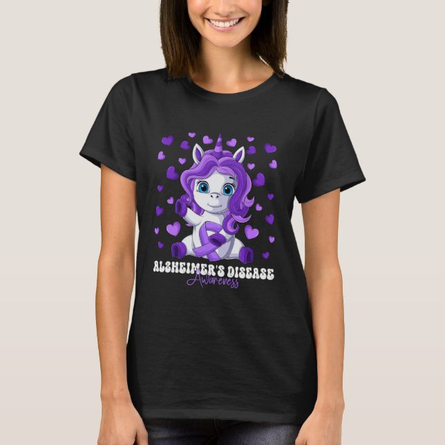 Alzheimer s Disease Awareness Month Purple Ribbon  T Shirt (Framsida)