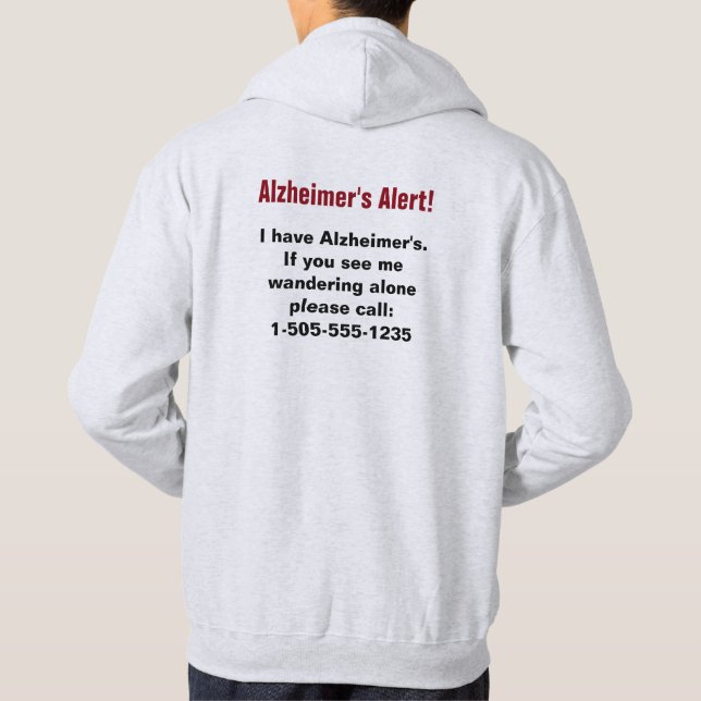 Alzheimers Alert med Personligens Mobila nummer Hoodie (Baksida)