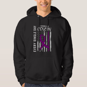 Alzheimers Awareness Cousin American Flagga 4 th o Hoodie