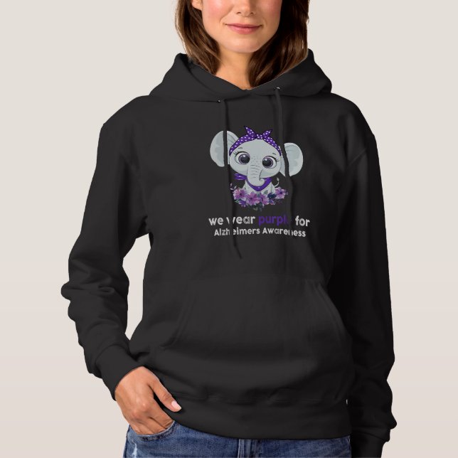Alzheimer's Awareness Elephant Purple Flower Warri T Shirt (Framsida)