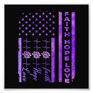 Alzheimers Awareness Faith Hope Kärlek Lila Fototryck