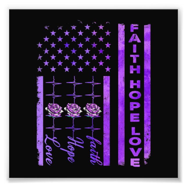 Alzheimers Awareness Faith Hope Kärlek Lila Fototryck (Framsidan)