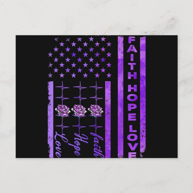 Alzheimers Awareness Faith Hope Kärlek Lila Helg Vykort (Framsida)