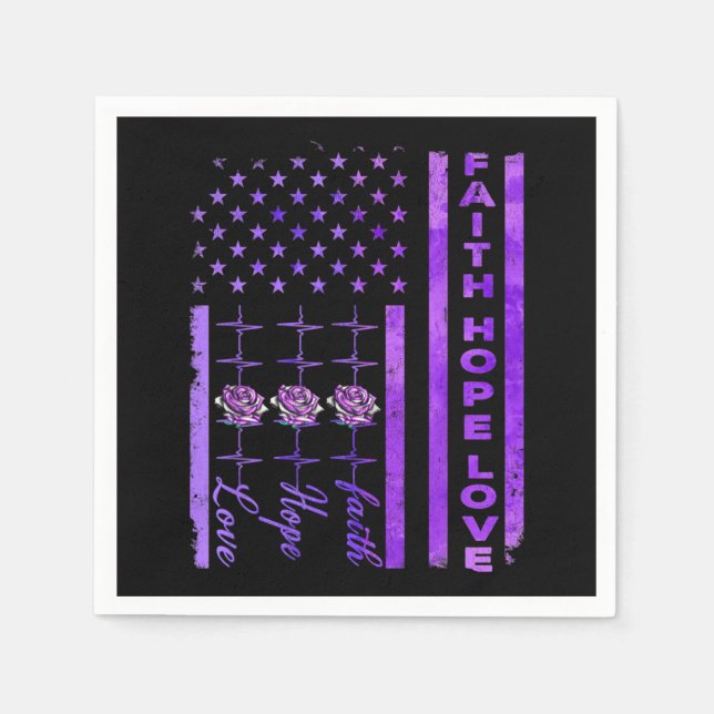 Alzheimers Awareness Faith Hope Kärlek Lila Pappersservett (Framsidan)