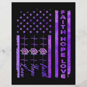 Alzheimers Awareness Faith Hope Kärlek Lila Reklamblad