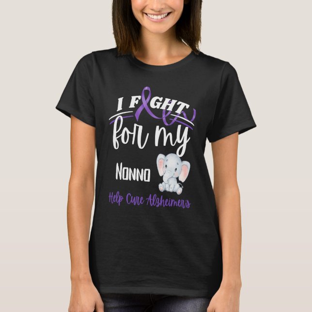 Alzheimer's Awareness I Fight For Nonno Alzheimer' T Shirt (Framsida)