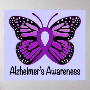 Alzheimers band och fjäril för sjukdommedvetenhet poster