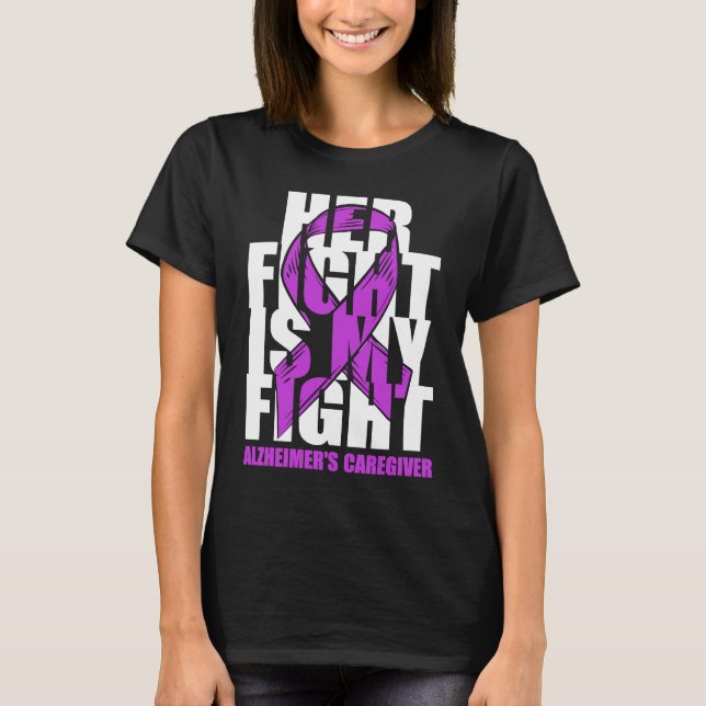 Alzheimer's Caregiver Awareness Purple Ribbon Her  T Shirt (Framsida)