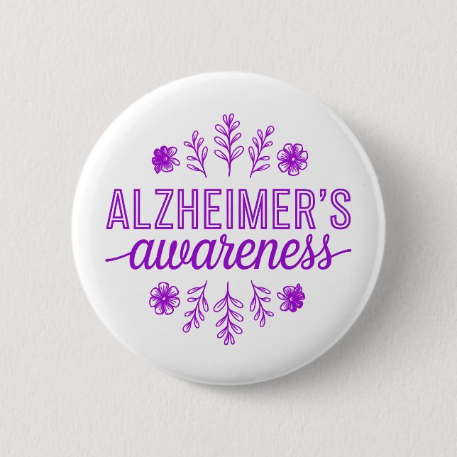 Alzheimer's Disease Awareness Purple Floral Knapp (Framsida)