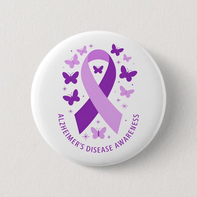 Alzheimer's Disease Awareness Purple Ribbon Knapp (Framsida)