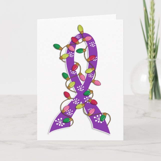 Alzheimer's Disease Christmas Lights Ribbon Helgkort (Framsida)