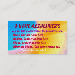 Alzheimers kort för kontakt (förlorade)