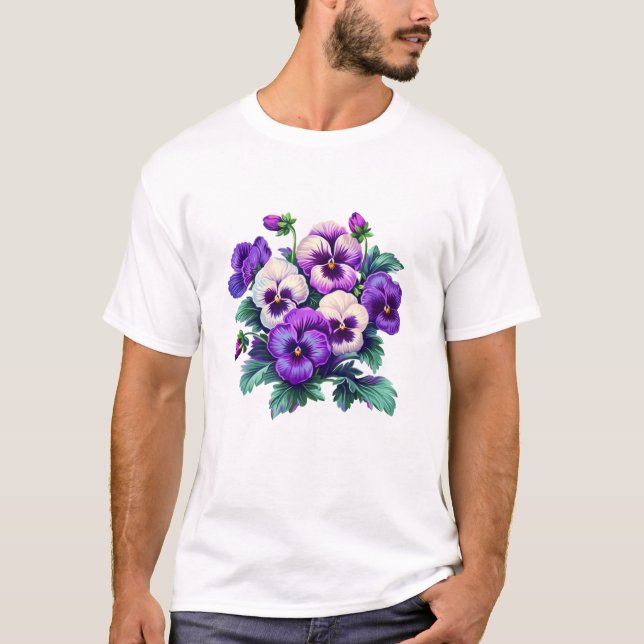 Alzheimers Lila Blommigt Pansy Dementia Alzheimers T Shirt (Framsida)