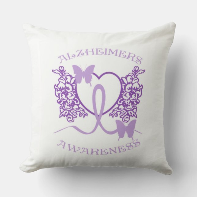Alzheimers Lila Butterflies Pillow Kudde (Framsida)