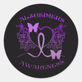Alzheimers Lila Butterflies Stickers 2 Runt Klistermärke