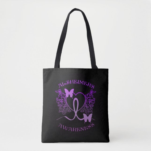 Alzheimers Lila Butterflies Tote Bag Tygkasse (Framsida)