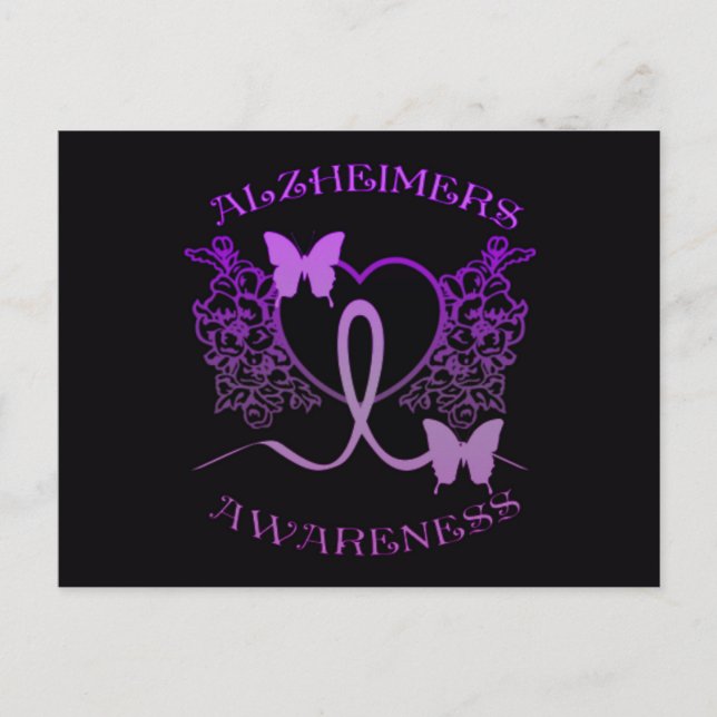 Alzheimers Lila Butterflies vycard 2 Vykort (Framsida)