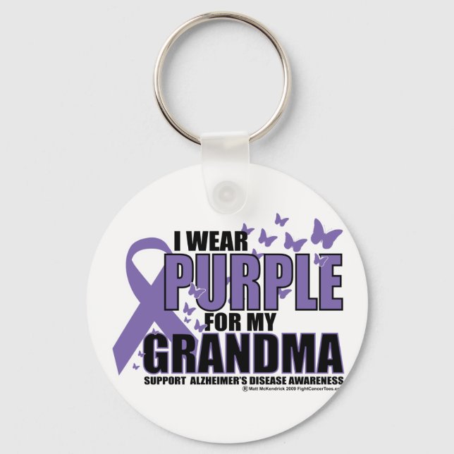 Alzheimers Lila för GRANDMA Nyckelring (Framsida)