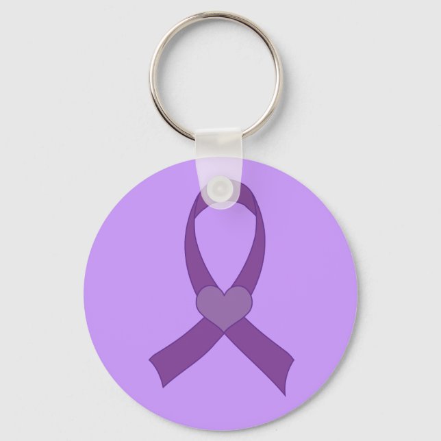Alzheimers Lila Heart Ribbon Gift Nyckelring (Framsida)
