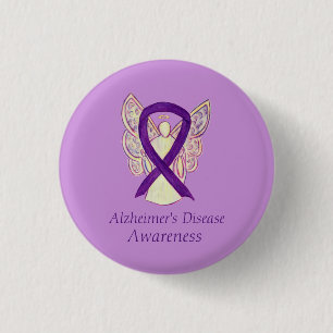 Alzheimers Lila Ribbon Angel Art Stift Knapp