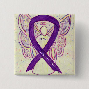 Alzheimers Lila Ribbon Angel Art Stift Knapp