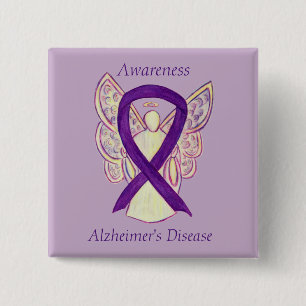 Alzheimers Lila Ribbon Angel Art Stift Knapp