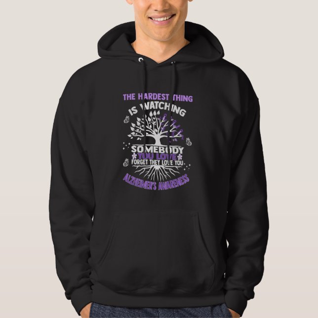Alzheimers medvetande om Kärlek Support Lila Ribbo Hoodie (Framsida)