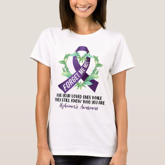 Alzheimers medvetande, vi bäror lila för demens t shirt (Framsida)