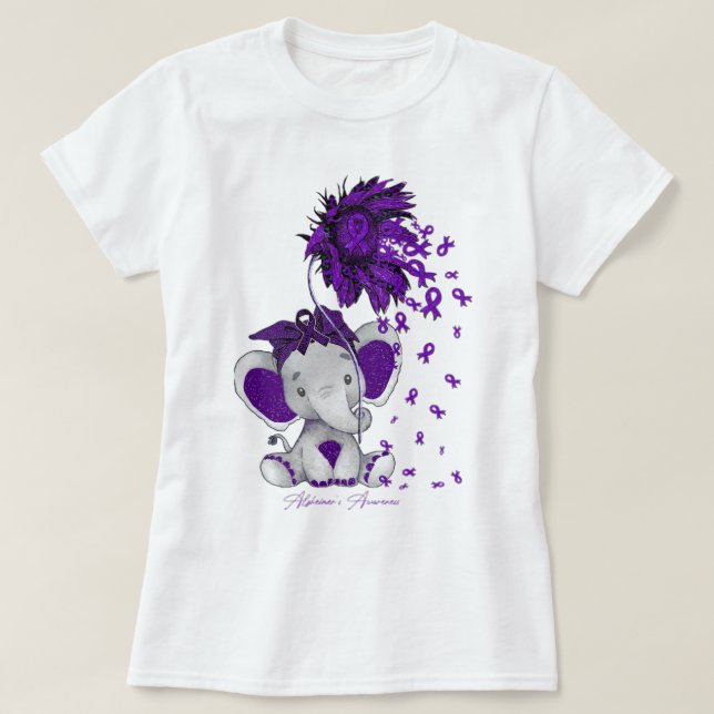 Alzheimers medvetandegörande Elefantsolros T Shirt (Design framsida)