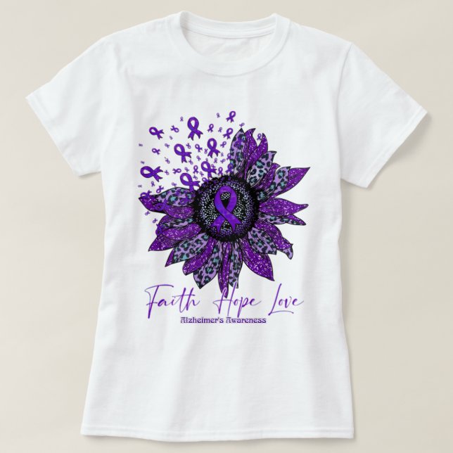 Alzheimers medvetandegörande Medvetenhet Solros Fa T Shirt (Design framsida)