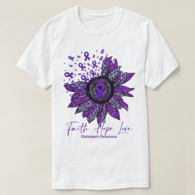 Alzheimers medvetandegörande Medvetenhet Solros Fa T Shirt (Design framsida)