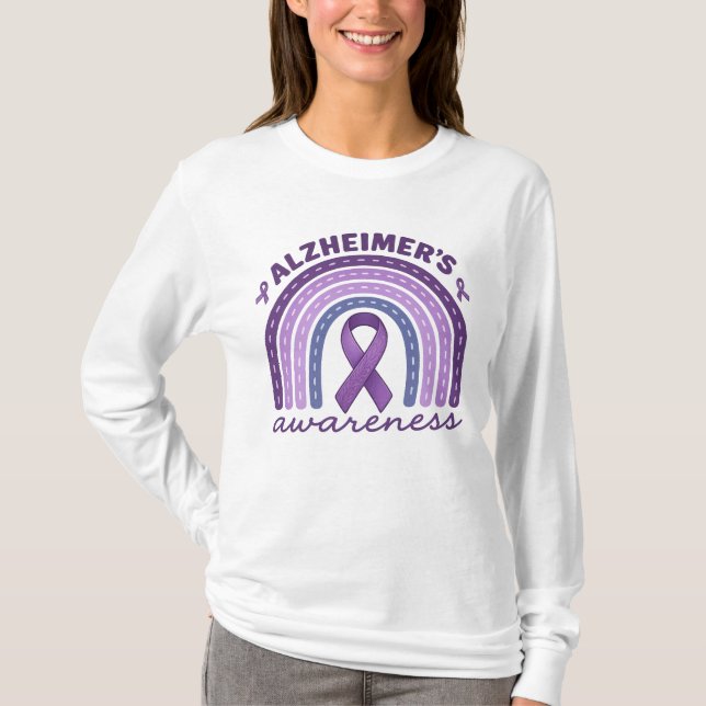Alzheimers medvetandegrad Regnbåge Lila T Shirt (Framsida)