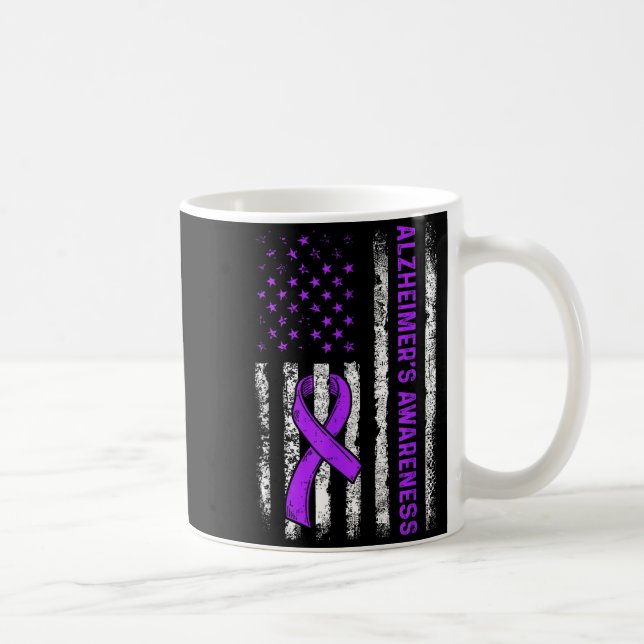 Alzheimers medvetandekamp amerikansk usa flagga kaffemugg (Höger)