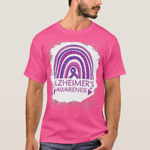 Alzheimers medvetenhet Bleached Rainbow Lila Ribbo T Shirt