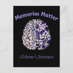 Alzheimers medvetenhet Blomfärgad hjärna Vykort