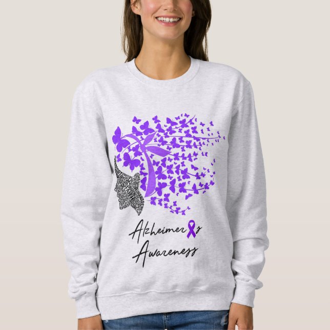 Alzheimers medvetenhet Butterfly Swirl & Ord Art T Shirt (Framsida)
