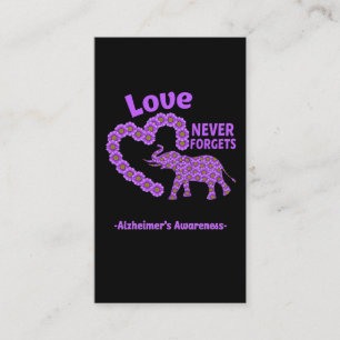 Alzheimers medvetenhet Elefant Kärlek Daisy Heart Visitkort